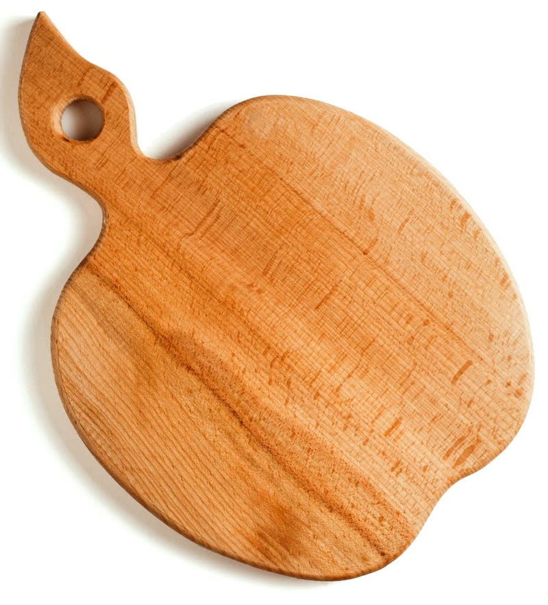 ECOSALL Apple-shaped Solid Wood Cutting Board With Handle For Fruit, Veggies, Cheese â€“ Small Wooden Bread Board, Cheese Serving Platter, Round Charcuterie Board â€“ 100% Natural, Reversible, Presentable - Image 1